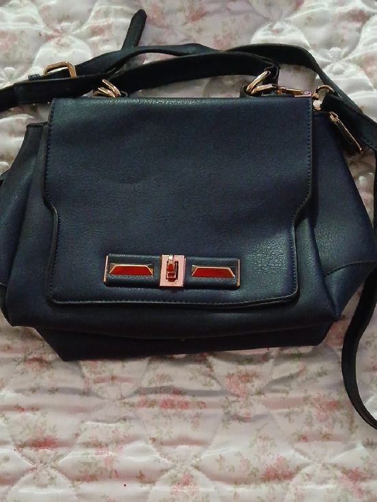 Vintage Handbags - Classic Dark Navy Blue Crossbody Satchel - Unbranded